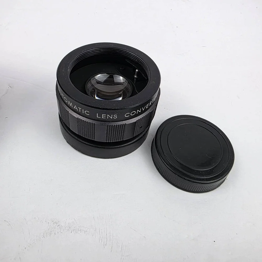 Vintage Automatic Lens Converter Japan with Leather Case and Caps Black
